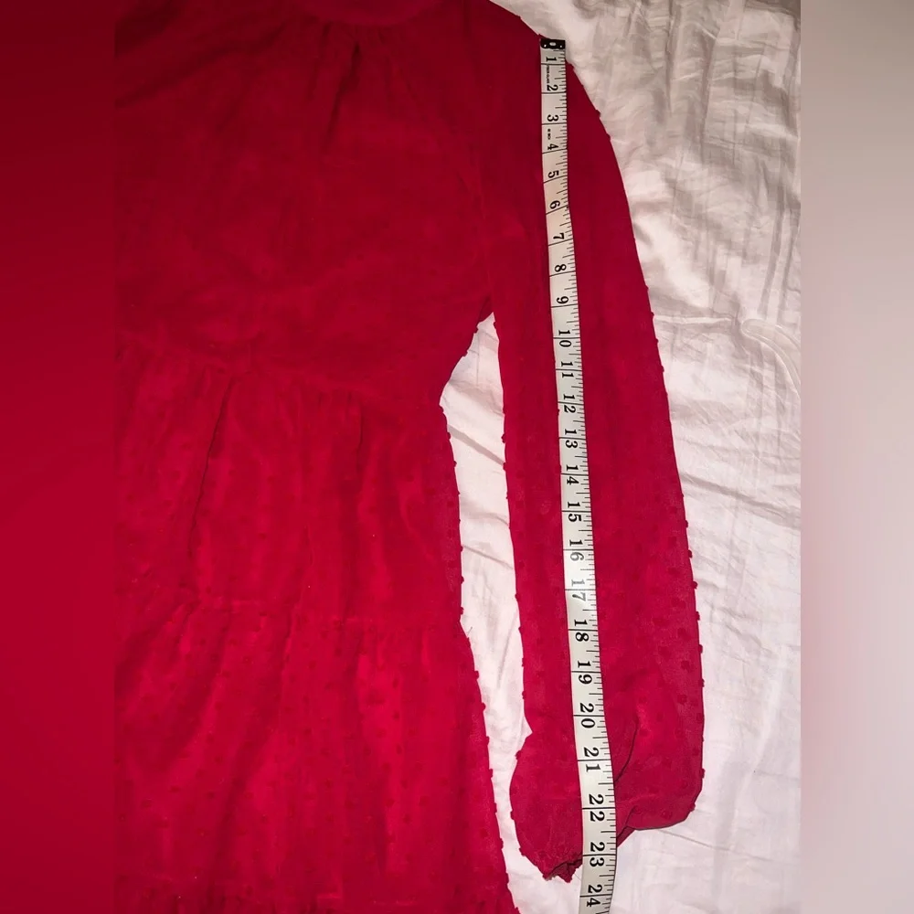 Trixxi Red Swiss Dot Long Sleeve Mini Dress Size M